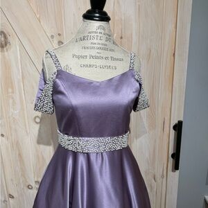Pageant Purple Kids Formal Dress with Pearl Accents